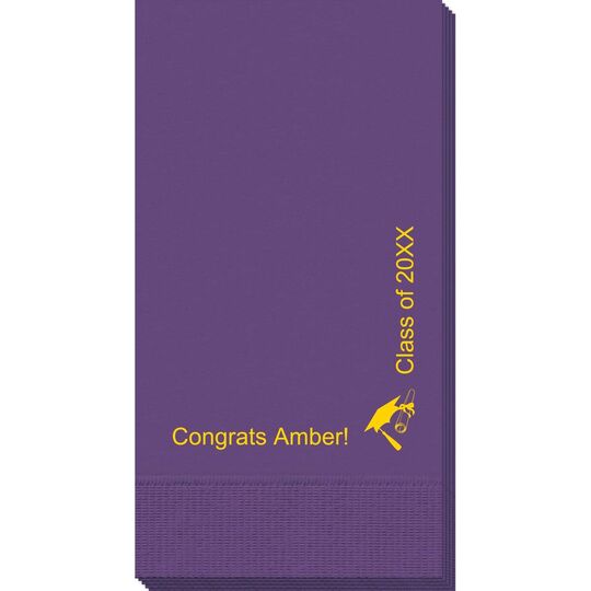Corner Text with Cap and Diploma Guest Towels